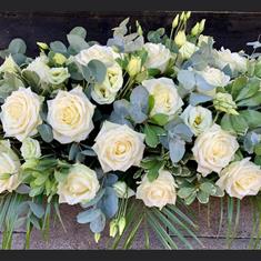 White Avalanche Rose Casket Spray