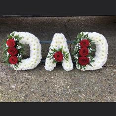 DAD Tribute with red rose poseys