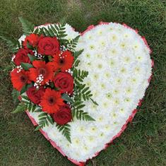 Massed heart in reds