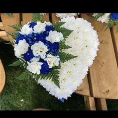 Massed heart in whites &amp; blue