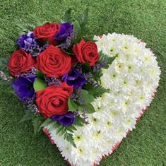 Heart tribute in red and blue