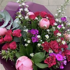 Florist choice bouquet including peonies