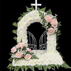 Gates of heaven with pink roses
